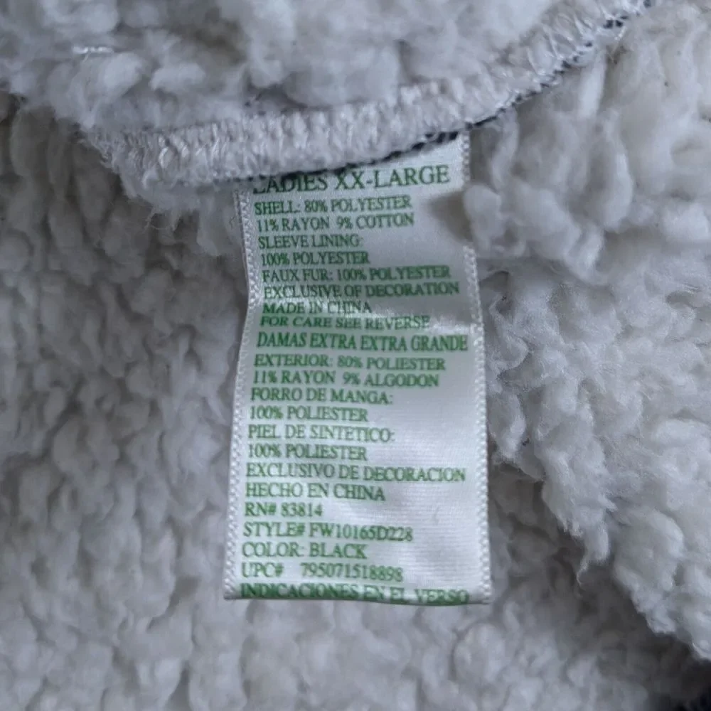 Green Tea Women's XXL Sherpa Lined Heather‎ Black / Dark Gray Cardigan Sweater